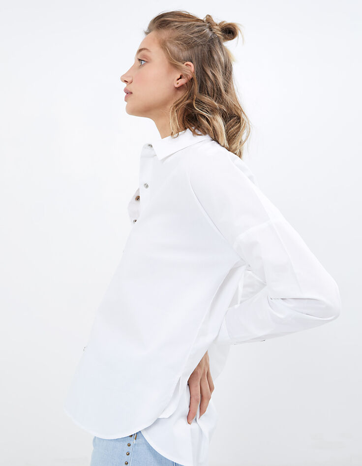 Camisa blanca con cierre a presi&oacute;n Icode-1