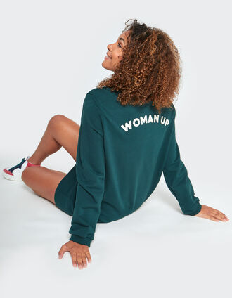 I.Code imperial green sweatshirt dress with slogan on back
