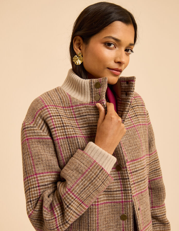 Manteau camel motif carreaux I.Code-6 Manteau camel motif carreaux I.Code-6
