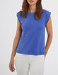 Tee-shirt cobalt à col rond couture dorée I.Code-1