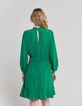 Mintgr&uuml;nes Upcycling-Damenkleid mit Krauskragen-3