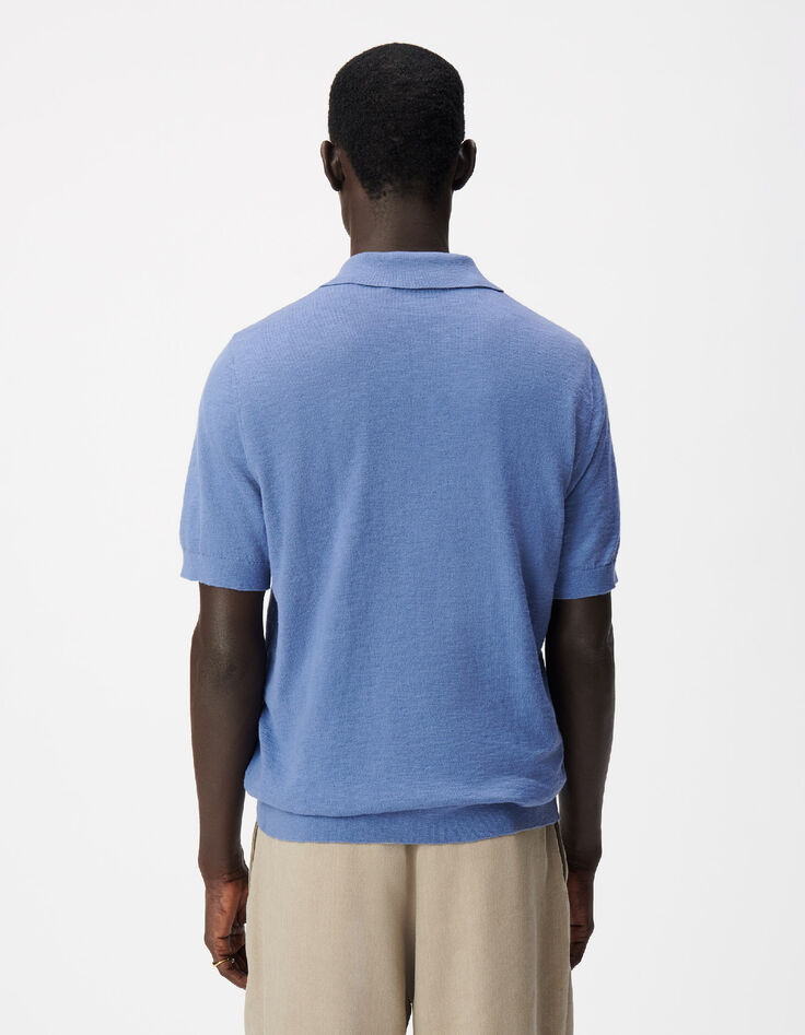Poloshirt kurzarm blau geflammt Mesh Herren-3