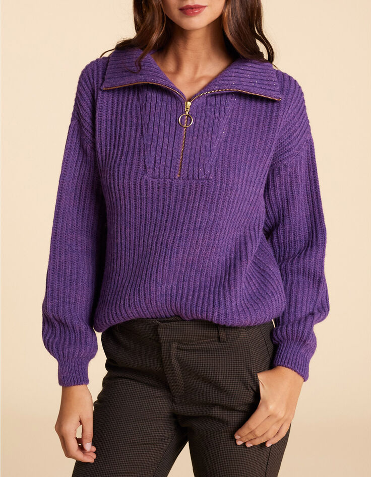 Dark purple gebreide schipperstrui I.Code-2 Dark purple gebreide schipperstrui I.Code-2