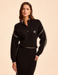 I.Code black ribbed knit sporty zip-neck sweater-2