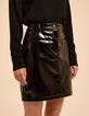 I.Code black vinyl short skirt-3