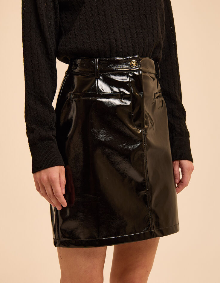 I.Code black vinyl short skirt-3