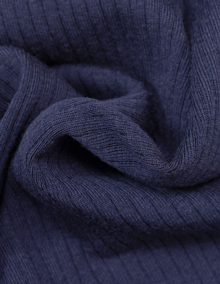 Pull col cheminée bleu tricot côtelé I.Code-8