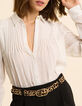 Camisa negra plastrón pliegues bordado inglés I.Code-1