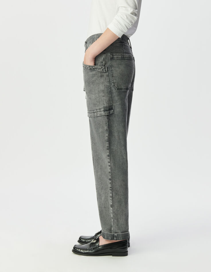 Graue Damen-Battlejeans mit 7/8-G&uuml;rtel S&eacute;l&egrave;ne-3
