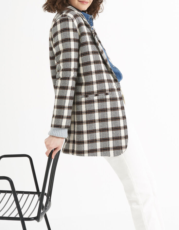 I.Code off-white check coat-6