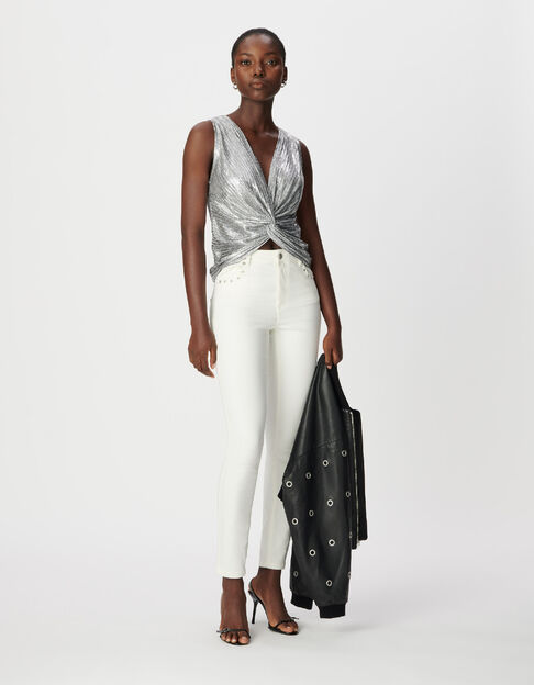 7/8 hohe Taille wei&szlig;e schmale Jeans Nina Damen - IKKS