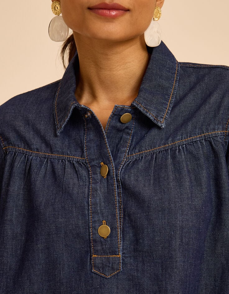 Blauwe jeansblouse kielstijl I.Code-5 Blauwe jeansblouse kielstijl I.Code-5