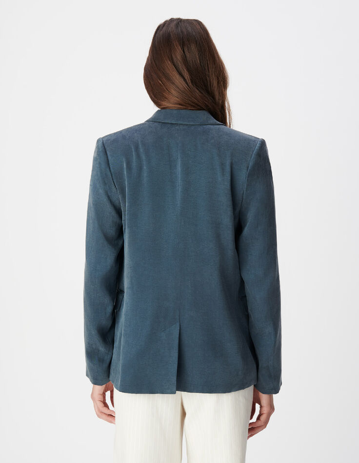 Marineblauw satijnen colbert voor Dames-4