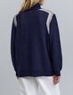 Gestreifter Jacquard-Pullover f&uuml;r Damen in Marineblau-3