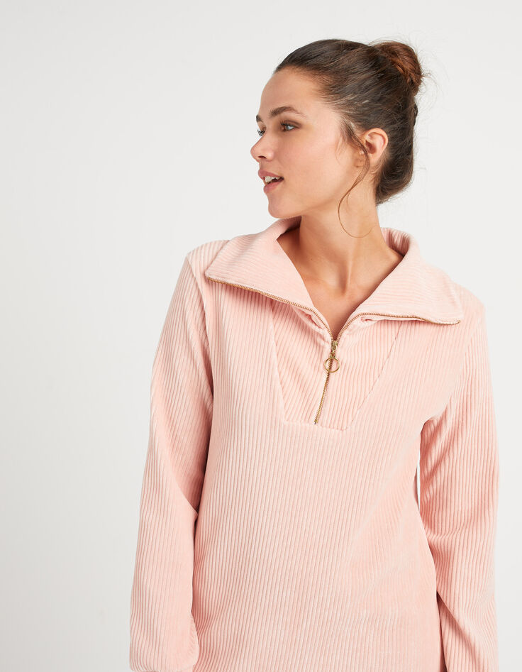 Robe sweet pink bio en panne de velours côtelée I.Code-5