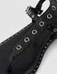 Flache Damen-Sandalen aus schwarzem Leder von Spartan-4