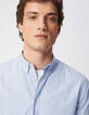 Blaues Bio-Baumwollhemd gestreift Slim Fit-4