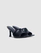Schwarze Lederpantoffeln Damen-6