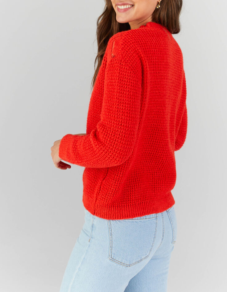 Aprikosefarbene Zierstrickjacke I.Code-5