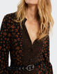Langes, schwarzes Kleid mit Leopardenprint I.Code -4