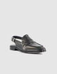 Schwarze Damen Leder Slingback Loafers-2