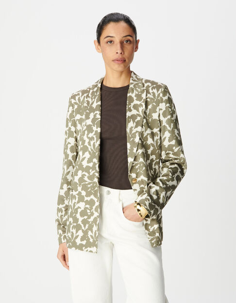 Anzugjacke f&uuml;r Damen mit khakifarbenem Gem&uuml;sedruck - IKKS