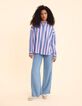 Chemise bleue motif rayures parme I.Code-8