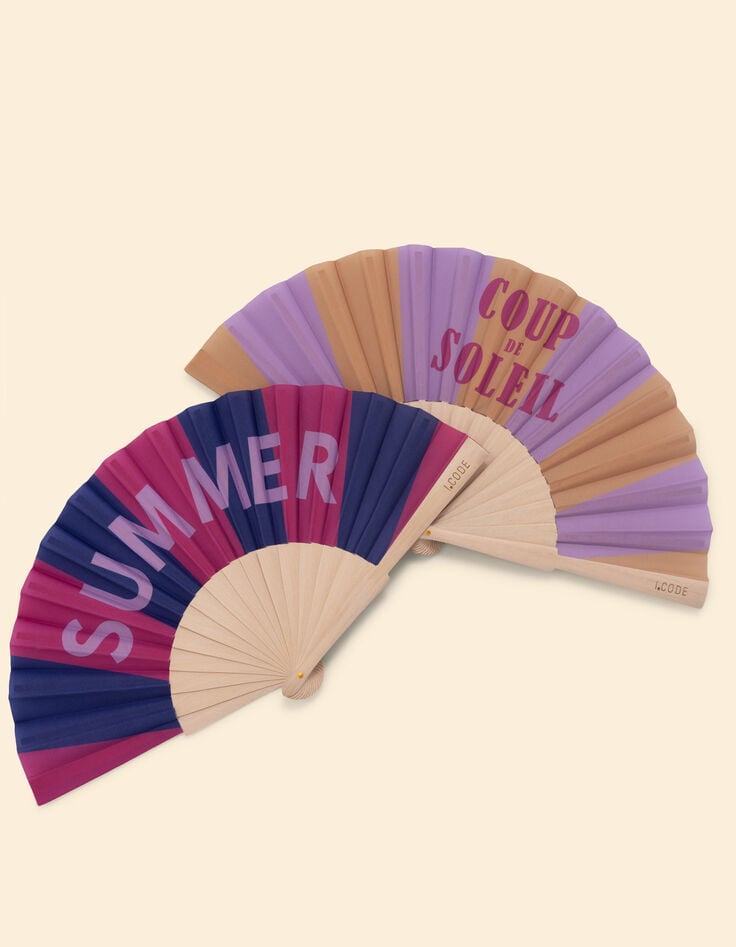 I.Code wooden fan with slogan and camel stripes-4 I.Code wooden fan with slogan and camel stripes-4