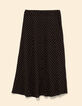 Jupe midi noire imprimé floral cœur I.Code-7