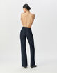 Ungebleichte Flare-Damenjeans hohe Taille Falten vorne-3