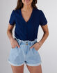 I.Code indigo striped jacquard blouse-1