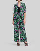 Schwarzer Damenblazer mit tropischem Print-1