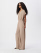 Beige Fischgr&auml;ten-Lurex-Hosenanzug f&uuml;r Frauen-2
