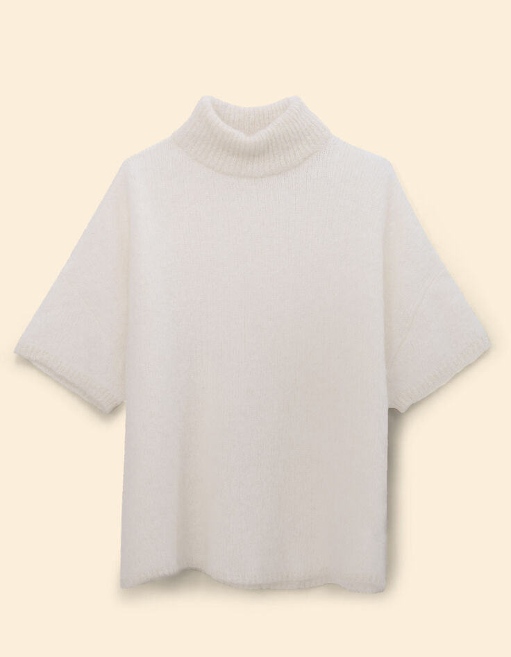 Cremewei&szlig;er Strickpullover mit kurzen &Auml;rmeln I.Code-5