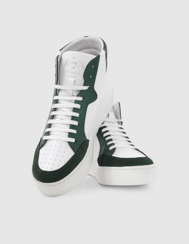 I.Code imperial green and white high-top trainers-1