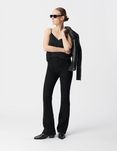 Schwarze Schlagjeans hoher Taille von Waterless f&uuml;r Damen - IKKS