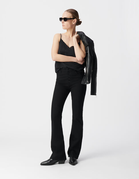 Schwarze Schlagjeans hoher Taille von Waterless f&uuml;r Damen - IKKS