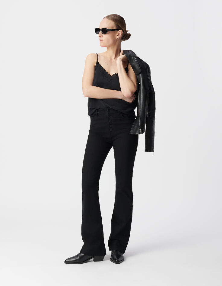 Schwarze Schlagjeans hoher Taille von Waterless f&uuml;r Damen-1