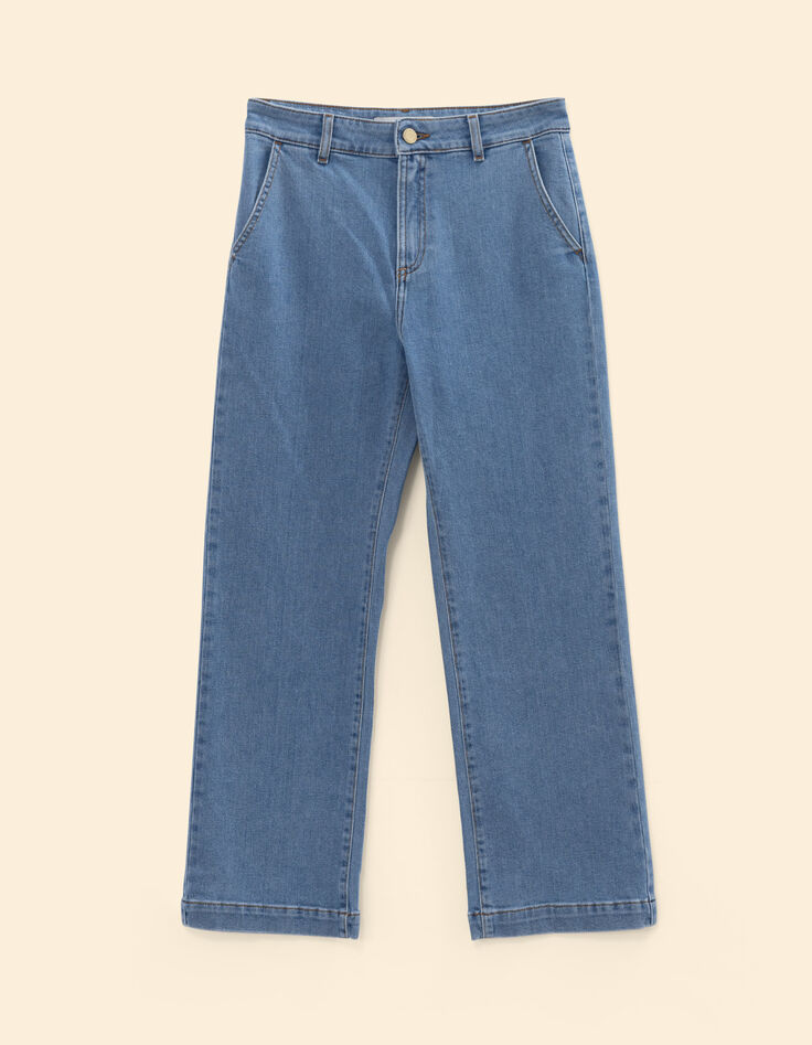 Blaue verwaschene gerade abgeschnittene Jeans I.Code-7