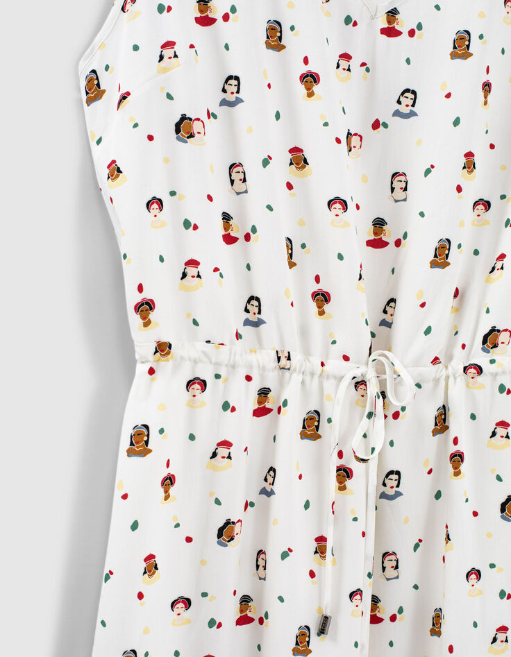 I.Code off-white portrait print dress-2 I.Code off-white portrait print dress-2