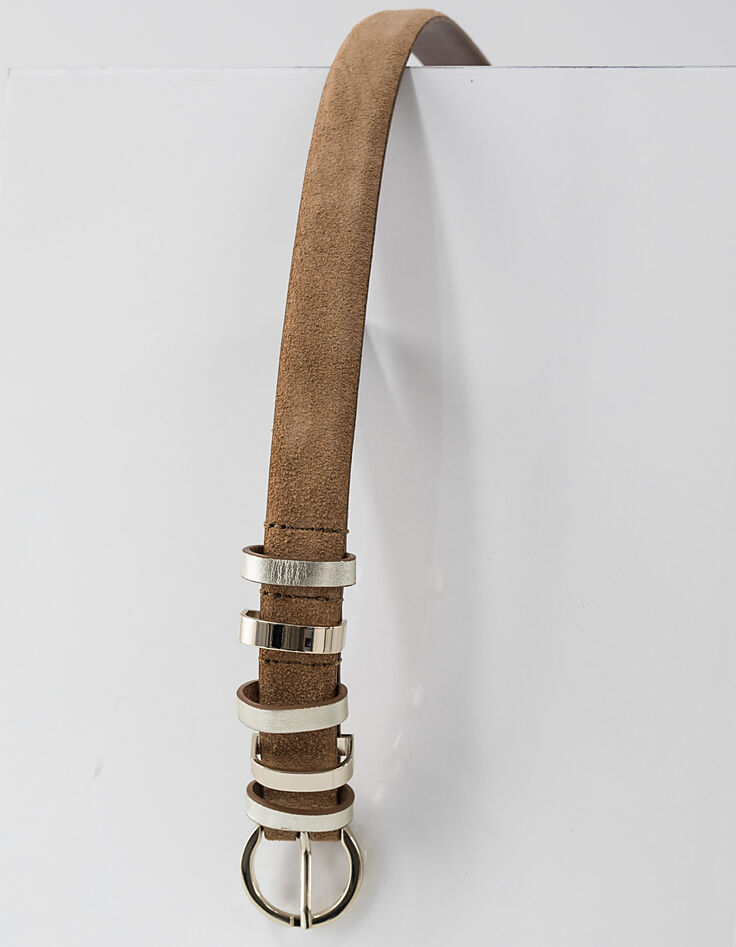 Ceinture sable en cuir velours I.Code-4