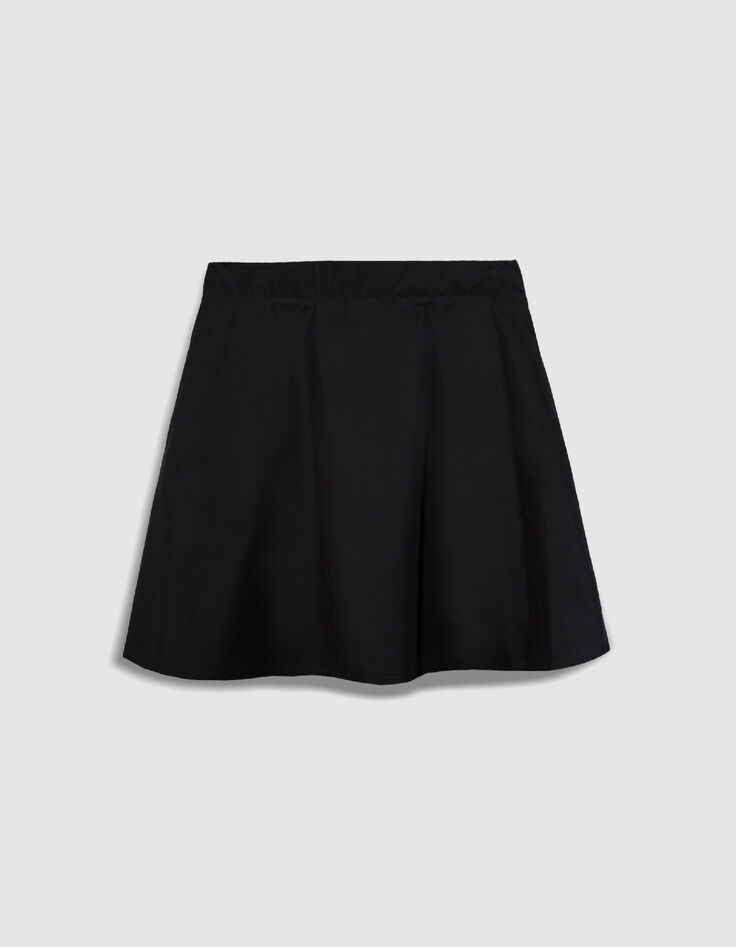 Kurzer schwarzer Trapezrock aus Satin-Taft f&uuml;r Frauen-6