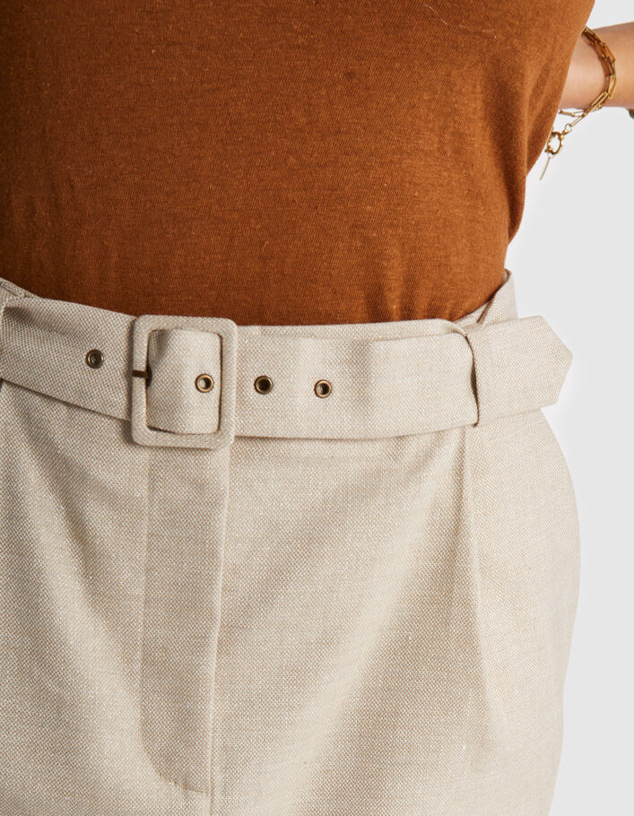 I.Code iridescent beige linen-blend suit skirt - I.CODE
