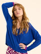 Cardigan zippé à capuche bleu tricot lurex I.Code-1