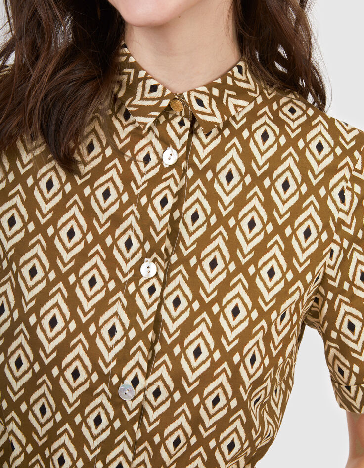 Vestido camisero beige estampado bohemio &eacute;tnico I.Code-5