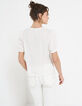 Top blanc cassé à boutons fleurs I.Code-2