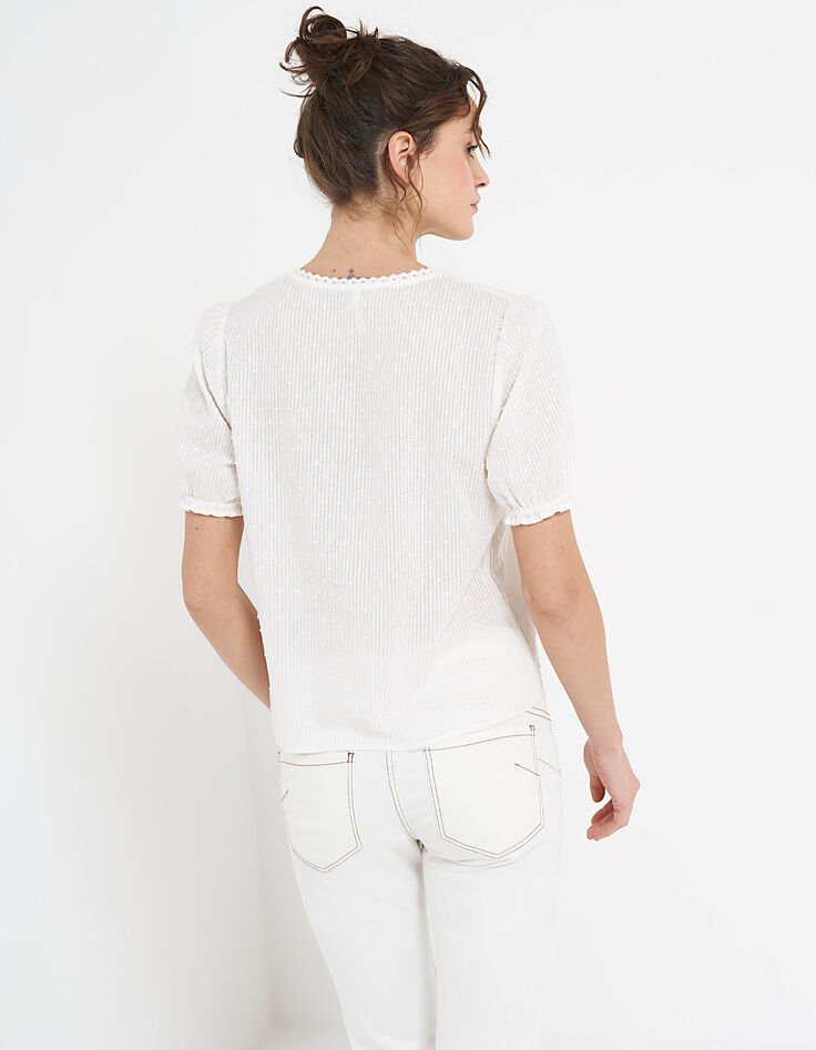 Top blanc cassé à boutons fleurs I.Code-2 Top blanc cassé à boutons fleurs I.Code-2