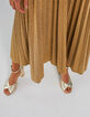 I.Code glittery gold pleated midi dress-3