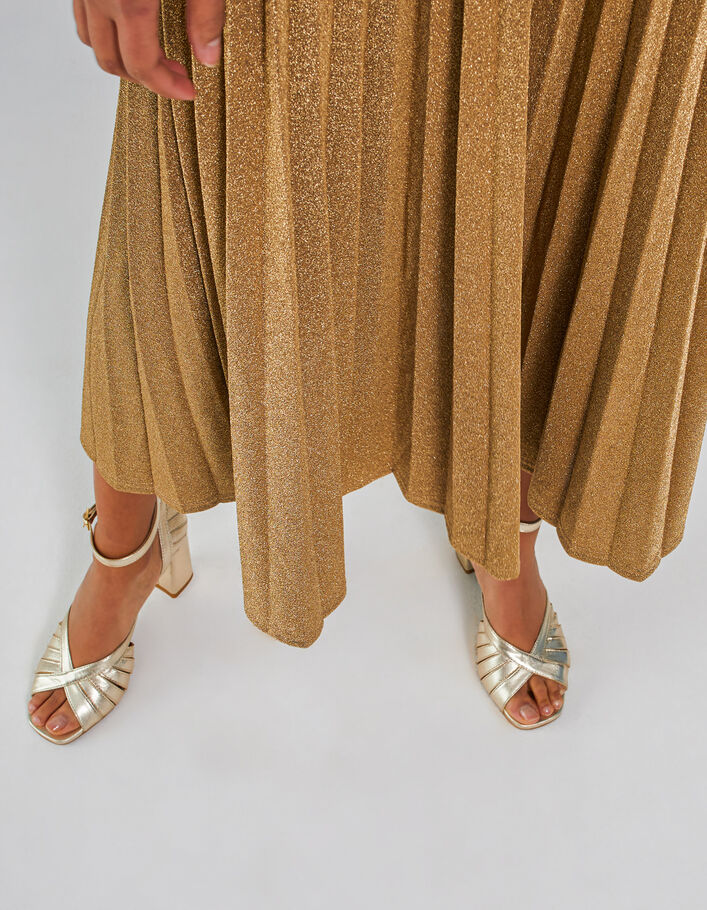 Midi-jurk goudkleurig glitters plissé I.Code - I.CODE