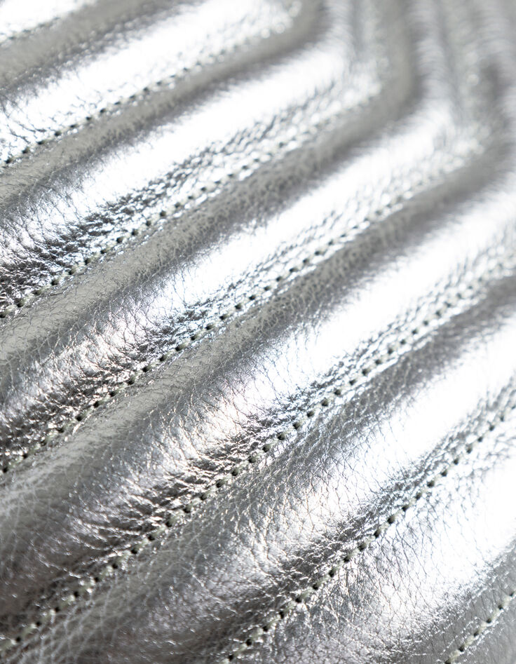 Damen 1440 G&uuml;rteltasche aus gestepptem Leder in Silber-8
